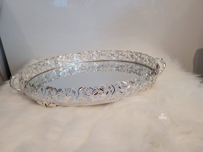 TRAY oval 37x50 CM made from glasses and metal materials