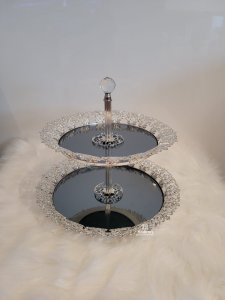 2-layer cookie tray pan 32X33 cm metal and glass