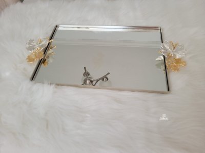 Tray butterfly glass and metal