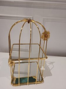 Cage for cup cake stand glass and metal 