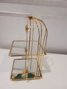 Cage for cup cake stand glass and metal 